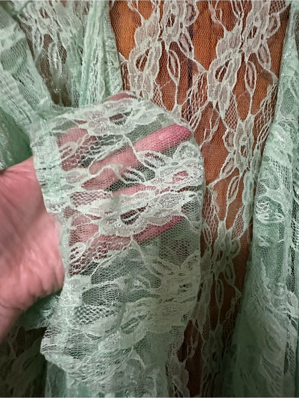 LuLaRoe Mint Lace Kimono Cover-Up - Picture 4 of 4